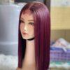 closure wig bone straight red color